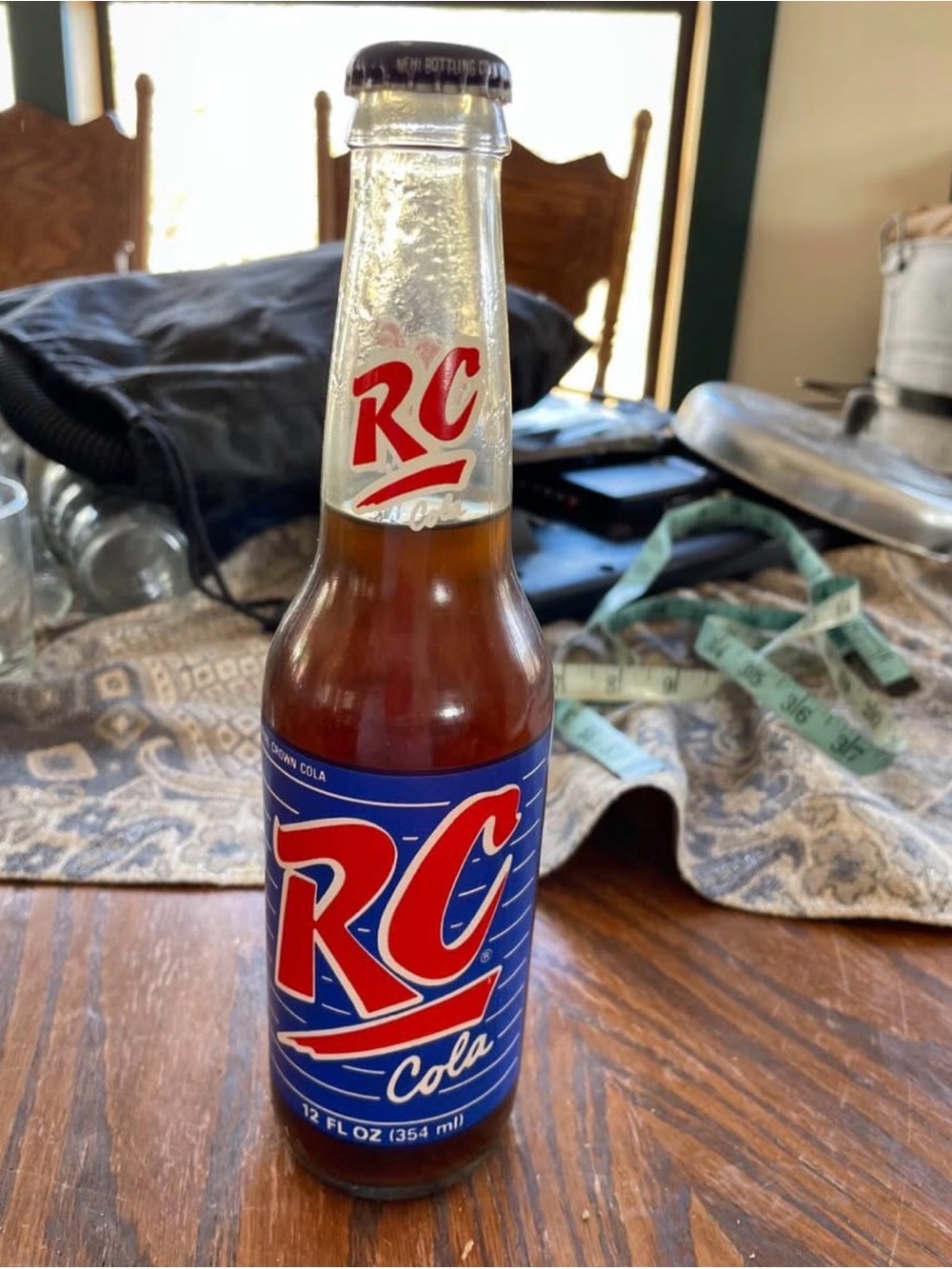 RC Cola Glass Bottle with Blue & Red Label